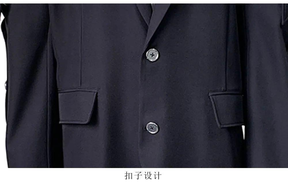 Nerazzurri Spring Autumn Black Oversized Blazers for Men Shoulder Pads Single Breasted Punk Style Fake 2 Piece Menswear Clothes