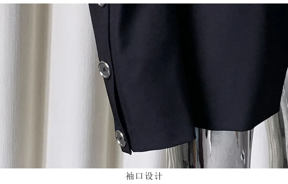 Nerazzurri Spring Autumn Black Oversized Blazers for Men Shoulder Pads Single Breasted Punk Style Fake 2 Piece Menswear Clothes