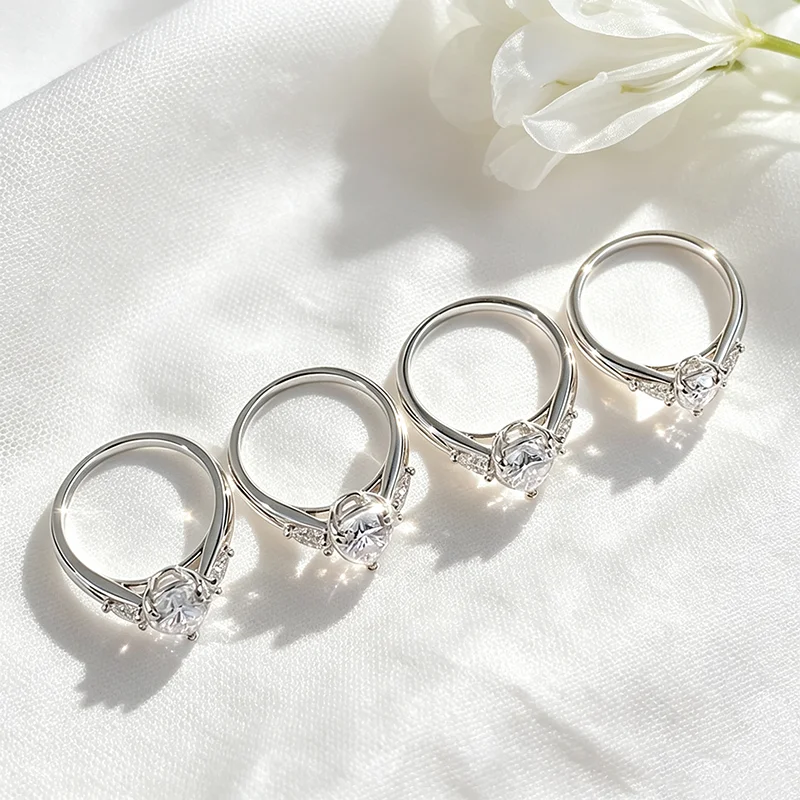 Smyoue 1-4CT Pear Cut Certified Moissanite Rings for Women 3 Gems Classic Wedding Promise Band 925 Sterling Silver Plated 18K