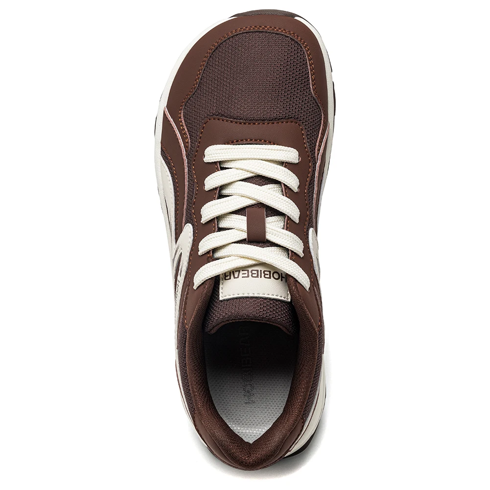 HOBIBEAR Unisex Wide Toe Running Shoes Lace-Up Hiking Sneakers Outdoor Travel Artificial Leather Mesh Walking Sneakers