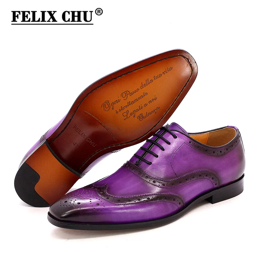 Size 7-12 Handmade Men's Wingtip Oxford Shoes Genuine Calfskin Leather Brogue Dress Shoes Classic Business Formal Shoes for Men