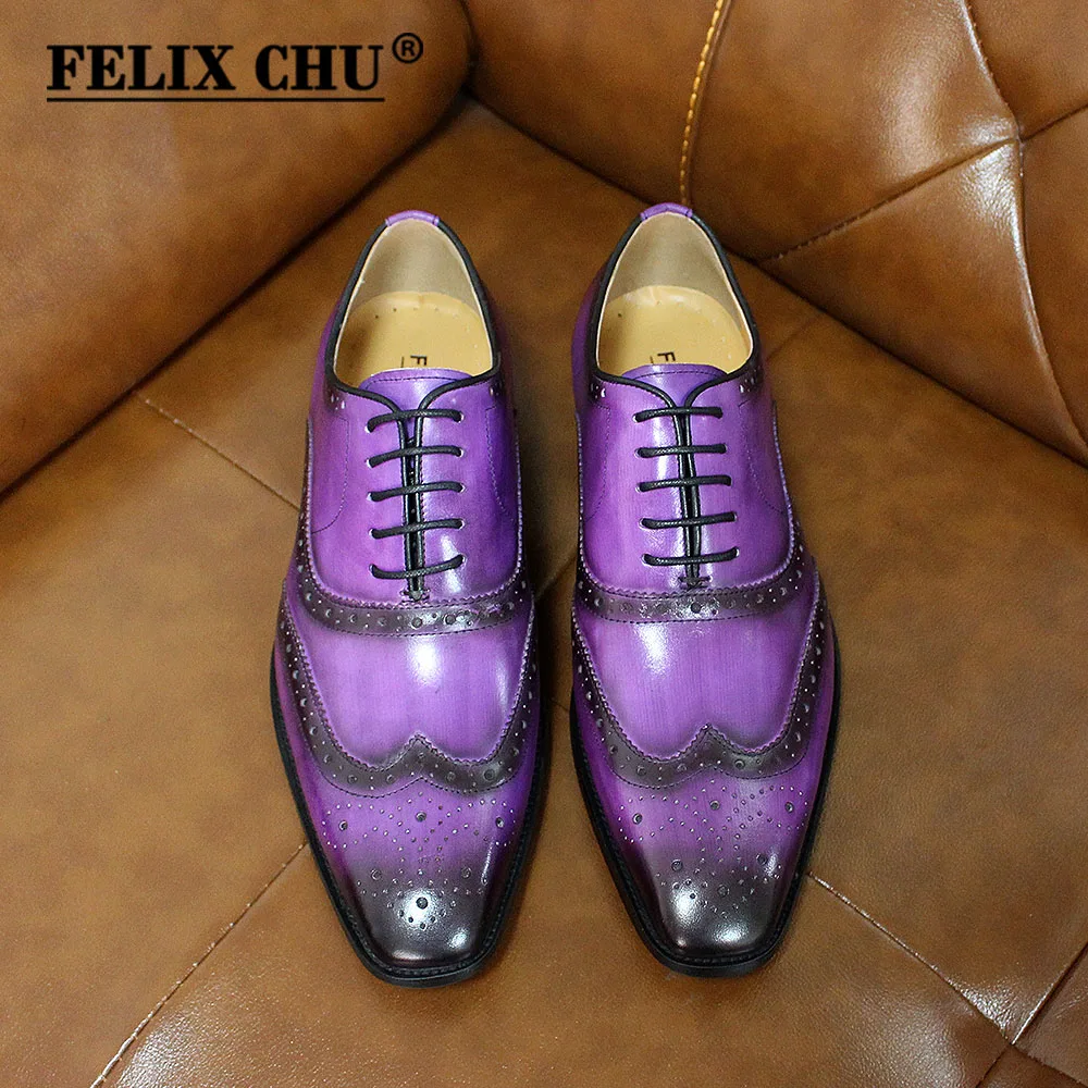Size 7-12 Handmade Men's Wingtip Oxford Shoes Genuine Calfskin Leather Brogue Dress Shoes Classic Business Formal Shoes for Men