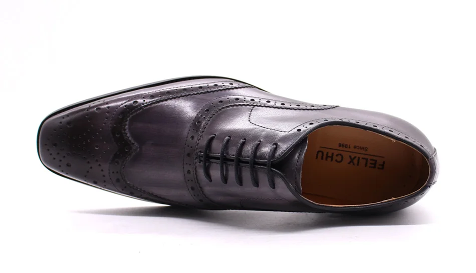 Size 7-12 Handmade Men's Wingtip Oxford Shoes Genuine Calfskin Leather Brogue Dress Shoes Classic Business Formal Shoes for Men