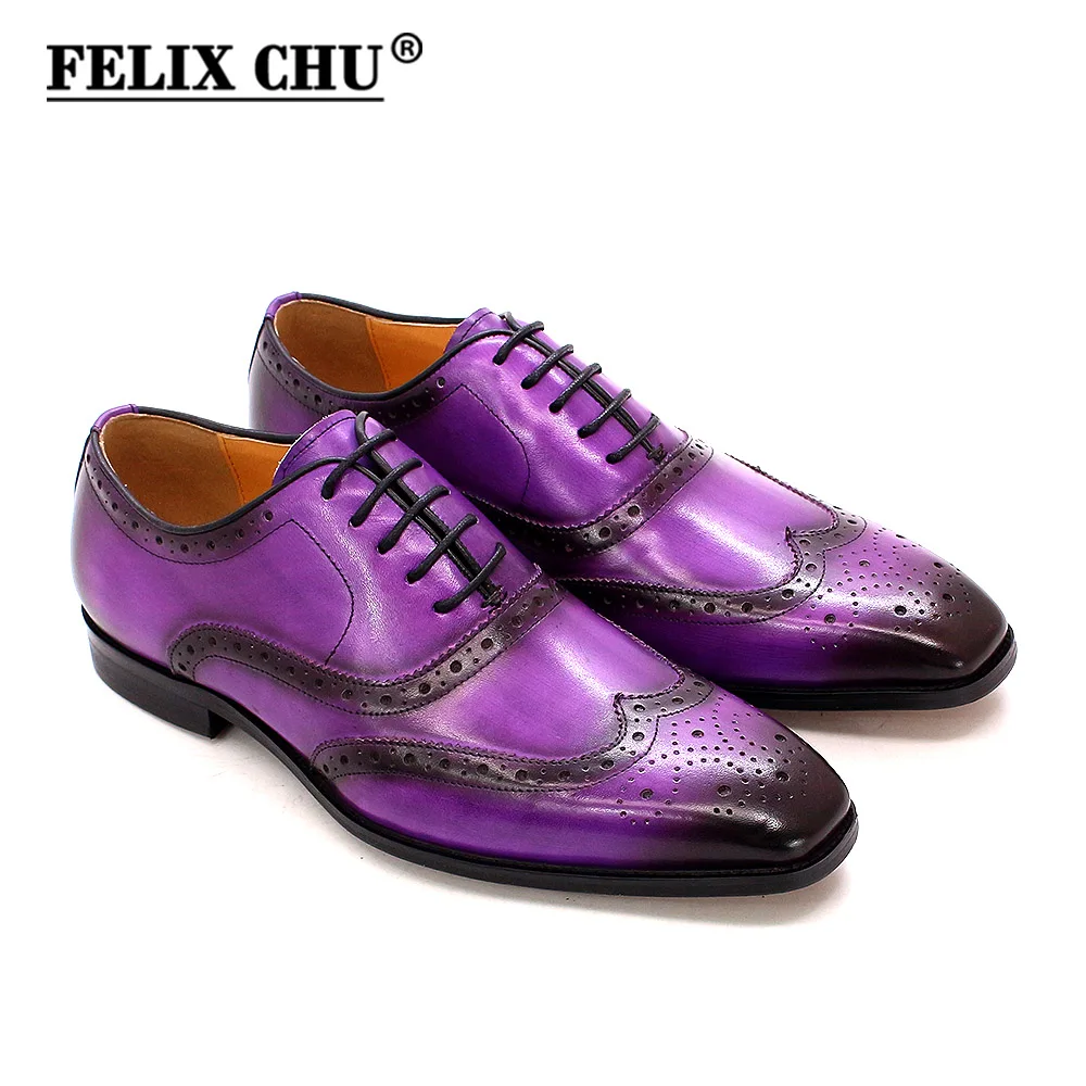 Size 7-12 Handmade Men's Wingtip Oxford Shoes Genuine Calfskin Leather Brogue Dress Shoes Classic Business Formal Shoes for Men