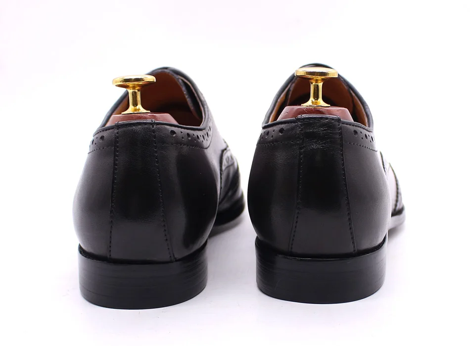 Size 7-12 Handmade Men's Wingtip Oxford Shoes Genuine Calfskin Leather Brogue Dress Shoes Classic Business Formal Shoes for Men