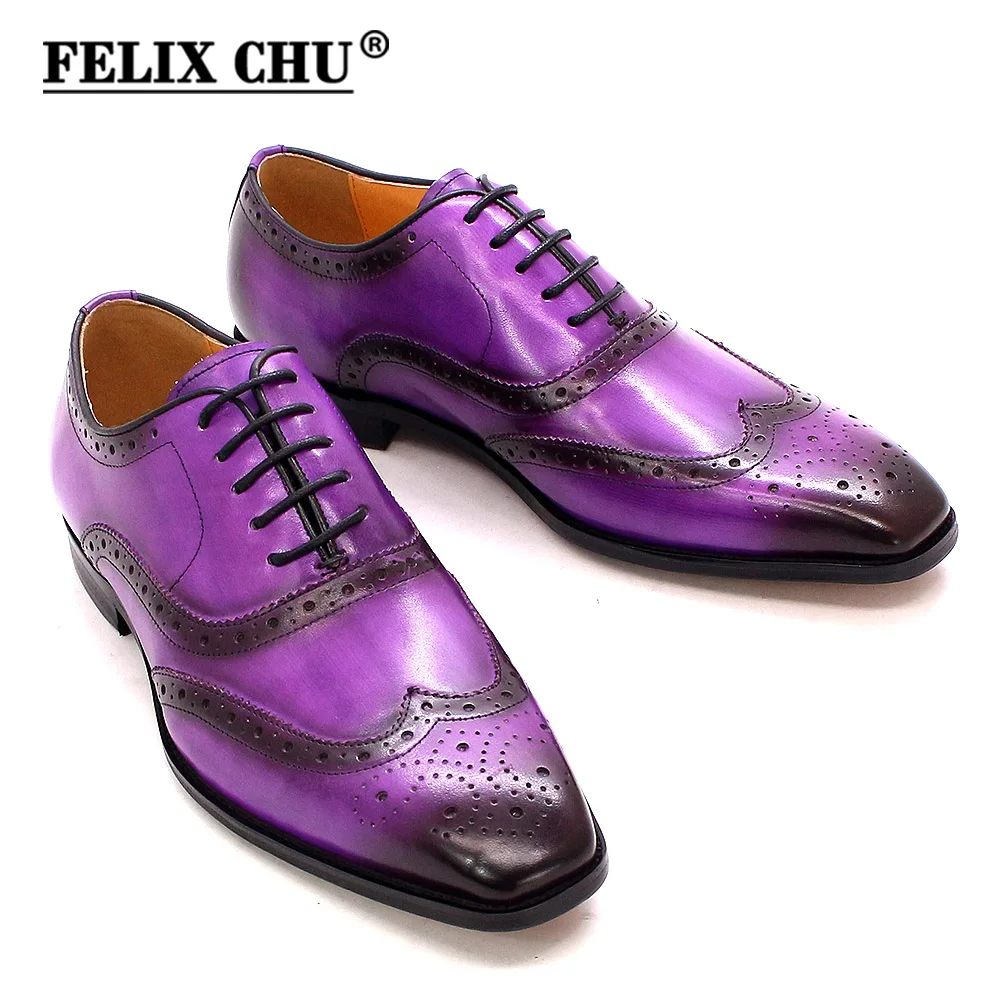 Size 7-12 Handmade Men's Wingtip Oxford Shoes Genuine Calfskin Leather Brogue Dress Shoes Classic Business Formal Shoes for Men