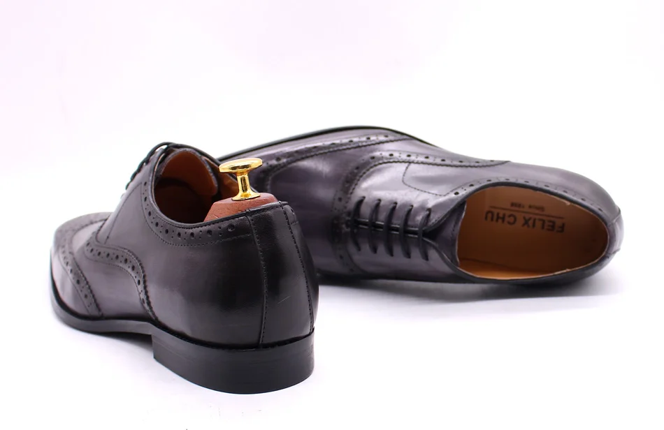 Size 7-12 Handmade Men's Wingtip Oxford Shoes Genuine Calfskin Leather Brogue Dress Shoes Classic Business Formal Shoes for Men
