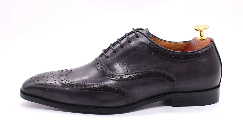 Size 7-12 Handmade Men's Wingtip Oxford Shoes Genuine Calfskin Leather Brogue Dress Shoes Classic Business Formal Shoes for Men