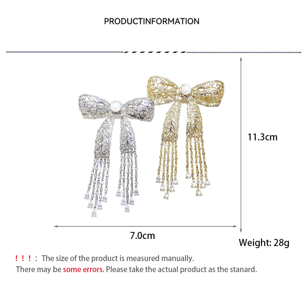 Exquisite Micro-inlaid Zircon Long Tassel Bow Brooches for Women Luxury Designer Broche Pin Clothes Fashionable Accessories