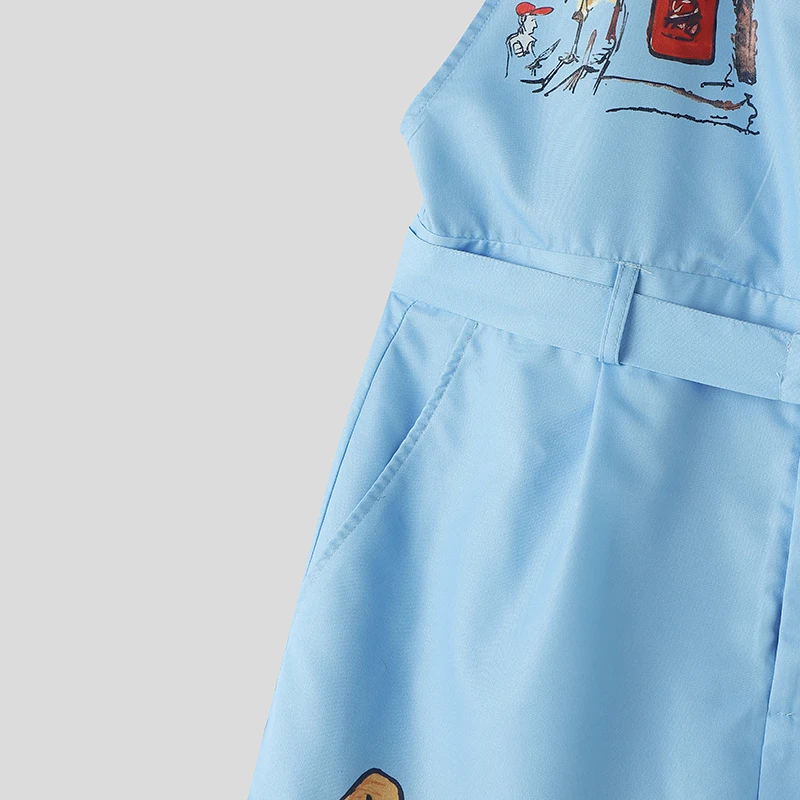INCERUN Men's Jumpsuits Printing V Neck Sleeveless Straps Rompers For Man Streetwear Loose Pockets Fashion Pants Male Overalls