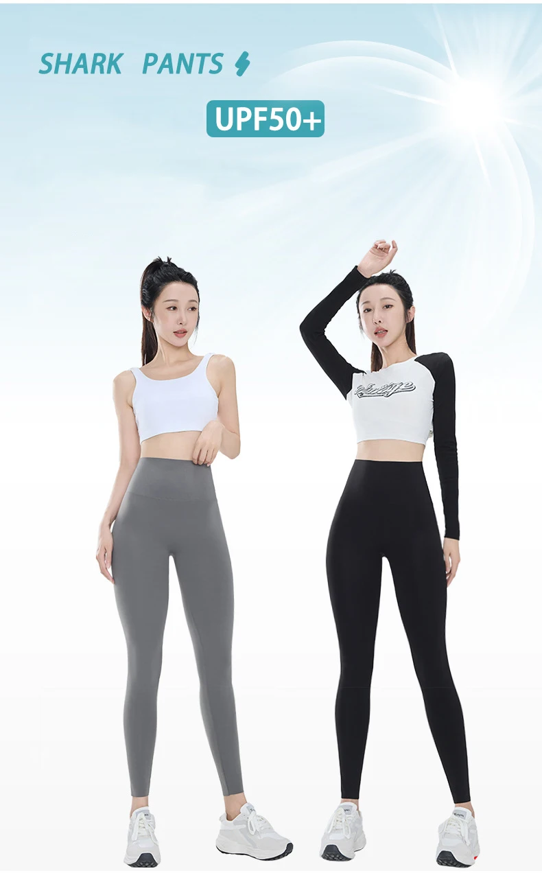 BIVIGAOS Summer Ultra Thin Sunscreen Sharkskin Leggings Women High Waist Elastic Seamless Sexy Tight Transparent Sports Leggings