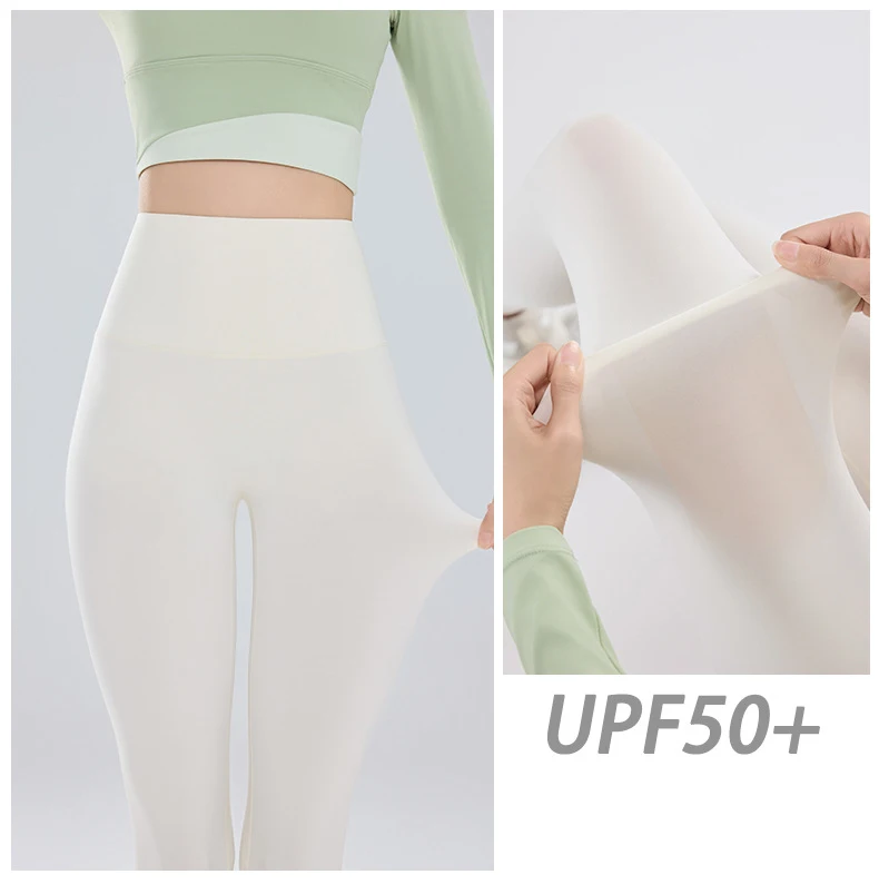 BIVIGAOS Summer Ultra Thin Sunscreen Sharkskin Leggings Women High Waist Elastic Seamless Sexy Tight Transparent Sports Leggings