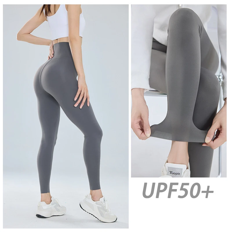 BIVIGAOS Summer Ultra Thin Sunscreen Sharkskin Leggings Women High Waist Elastic Seamless Sexy Tight Transparent Sports Leggings