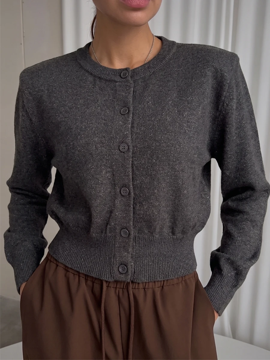 Hirsionsan Spring Autumn New Short Style Women's Cardigan long sleeve Open Front Lightweight soft elegant Knitwear for Ladies