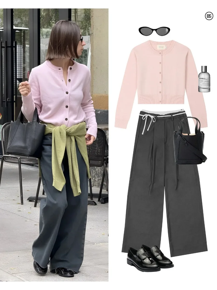 Hirsionsan Spring Autumn New Short Style Women's Cardigan long sleeve Open Front Lightweight soft elegant Knitwear for Ladies