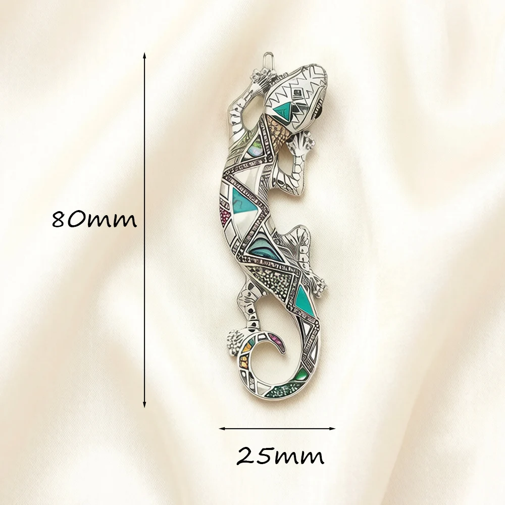 Colorful Arizona Lizard Pendant Summer New Jewelry Bohemia Real 925 Sterling Silver Graphic Design Gift For Women Men