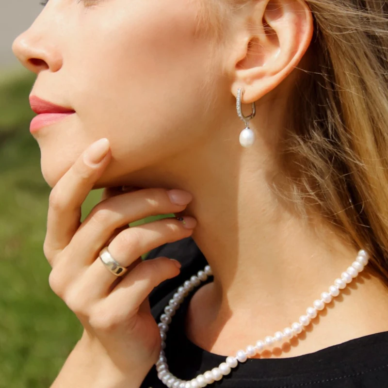 YouNoble Genuine Silver 925 Pearl Earrings Wedding,Natural Freshwater Pearl Drop Earrings Birthday Gift Daughter Pink White