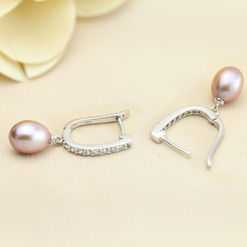 YouNoble Genuine Silver 925 Pearl Earrings Wedding,Natural Freshwater Pearl Drop Earrings Birthday Gift Daughter Pink White