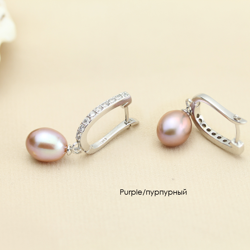 YouNoble Genuine Silver 925 Pearl Earrings Wedding,Natural Freshwater Pearl Drop Earrings Birthday Gift Daughter Pink White