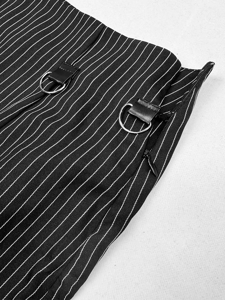 REDDACHiC Black Striped Suit Skirt Grunge Retro 3-Way Fishtail High-Low Maxi Long Train Skirt Gothic Woman Alternative Clothes