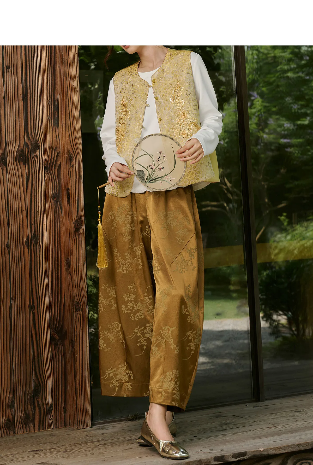 SENTUBILA Cloud Glow Cropped Pants Women 2026 New Chinese Style Elegant Loose Slim Fit Scythe Ankle Length Trousers 163KN7872
