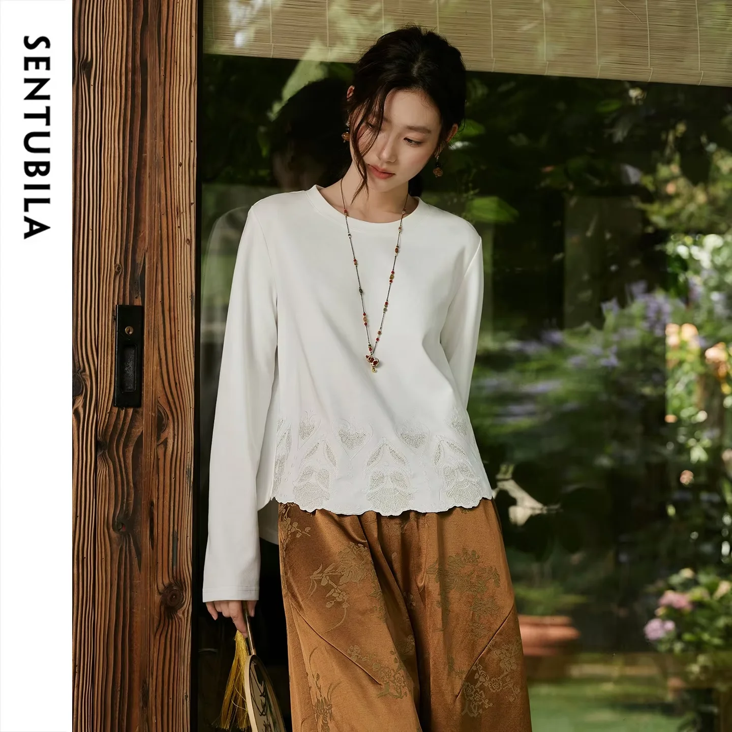 SENTUBILA Cloud Glow Cropped Pants Women 2026 New Chinese Style Elegant Loose Slim Fit Scythe Ankle Length Trousers 163KN7872