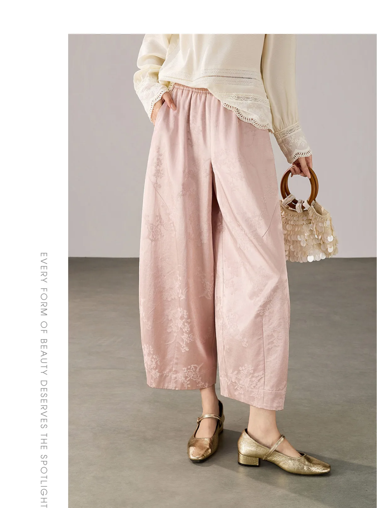SENTUBILA Cloud Glow Cropped Pants Women 2026 New Chinese Style Elegant Loose Slim Fit Scythe Ankle Length Trousers 163KN7872