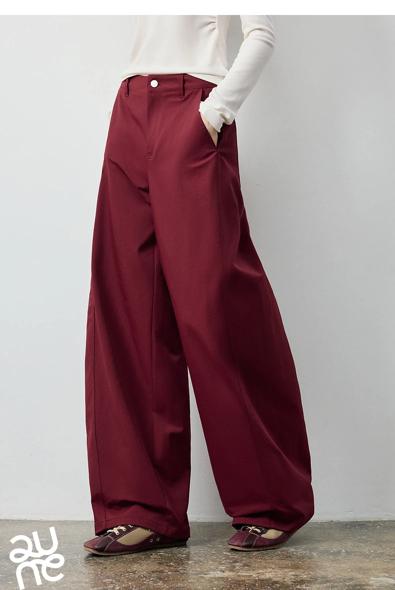 TOYOUTH Women's Soft Touch Curved Leg Long Pants 2026 Fall New Arrival High Waist Seam Detail Slimming Pear Shape Friendly
