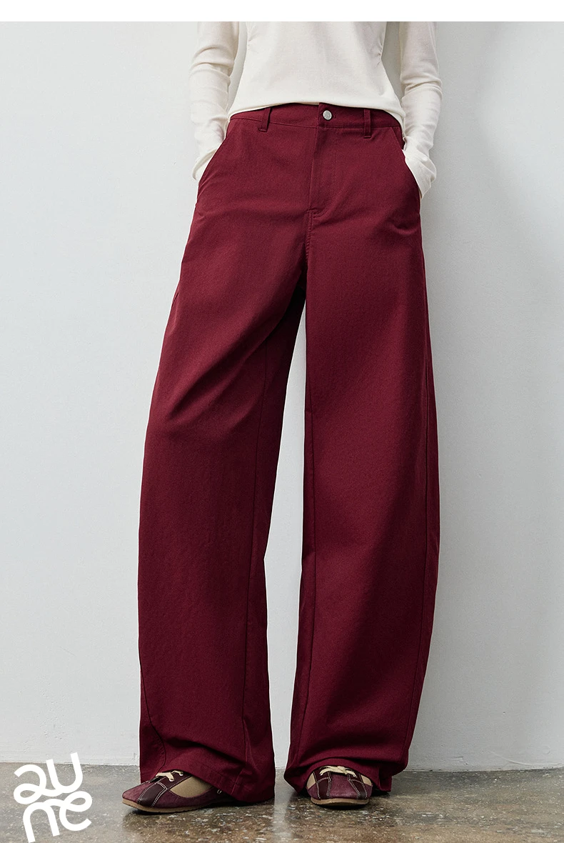 TOYOUTH Women's Soft Touch Curved Leg Long Pants 2026 Fall New Arrival High Waist Seam Detail Slimming Pear Shape Friendly