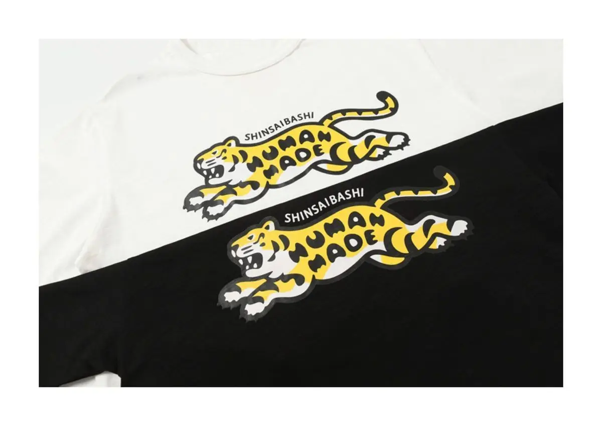 Human Made 2026SS Tiger Print Tee, Cotton Vintage Loose Slim T-Shirt for Men Women