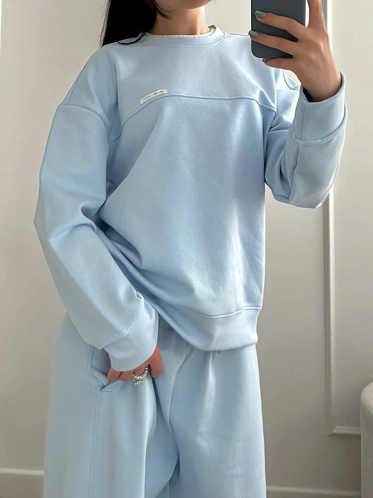 Autumn Tracksuit Women Two Piece Set Pants Outfits Blue Sweatsuits Woman Cotton Jogger Sets For Women Yellow Sweatpants Suit