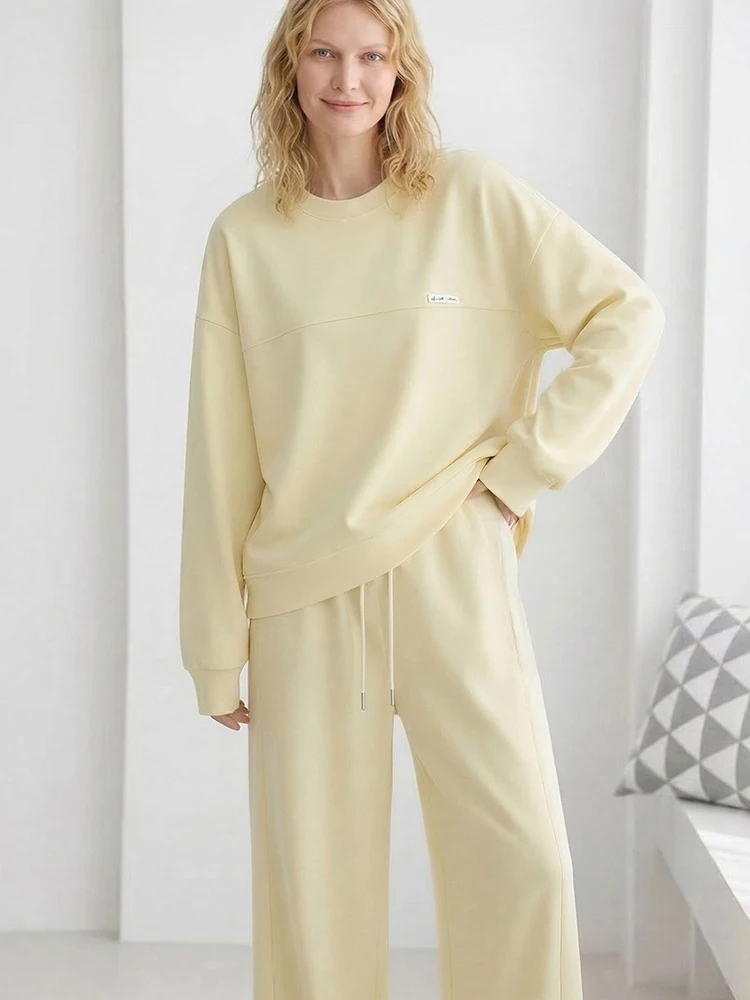 Autumn Tracksuit Women Two Piece Set Pants Outfits Blue Sweatsuits Woman Cotton Jogger Sets For Women Yellow Sweatpants Suit