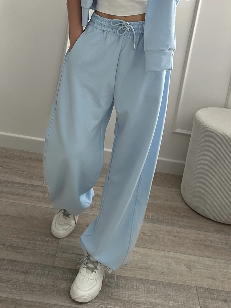 Autumn Tracksuit Women Two Piece Set Pants Outfits Blue Sweatsuits Woman Cotton Jogger Sets For Women Yellow Sweatpants Suit