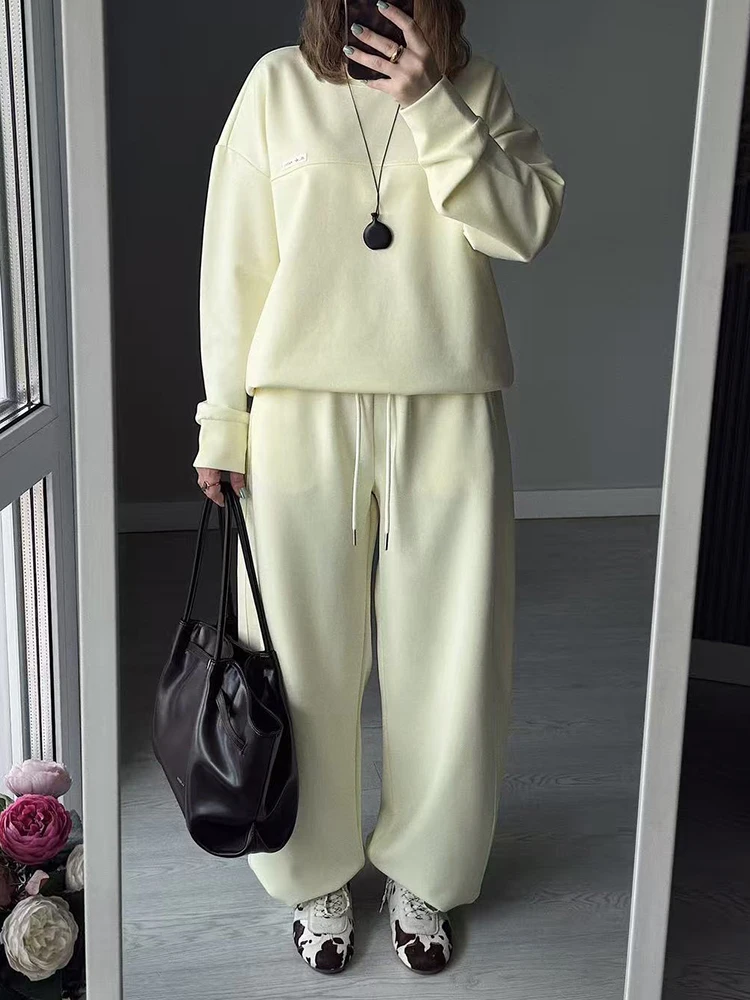 Autumn Tracksuit Women Two Piece Set Pants Outfits Blue Sweatsuits Woman Cotton Jogger Sets For Women Yellow Sweatpants Suit