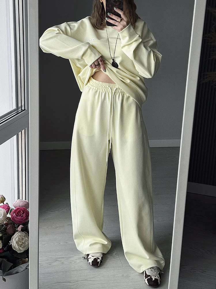 Autumn Tracksuit Women Two Piece Set Pants Outfits Blue Sweatsuits Woman Cotton Jogger Sets For Women Yellow Sweatpants Suit