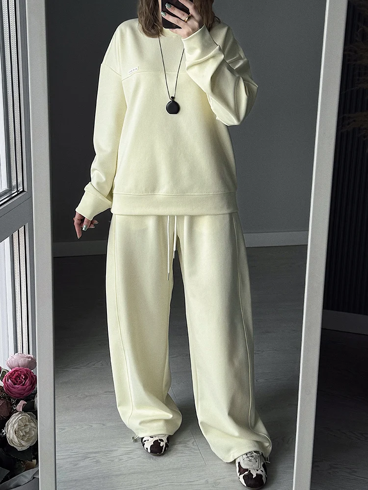 Autumn Tracksuit Women Two Piece Set Pants Outfits Blue Sweatsuits Woman Cotton Jogger Sets For Women Yellow Sweatpants Suit