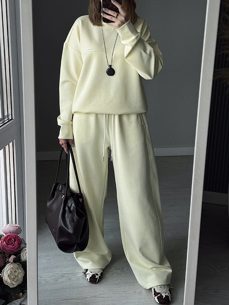 Autumn Tracksuit Women Two Piece Set Pants Outfits Blue Sweatsuits Woman Cotton Jogger Sets For Women Yellow Sweatpants Suit