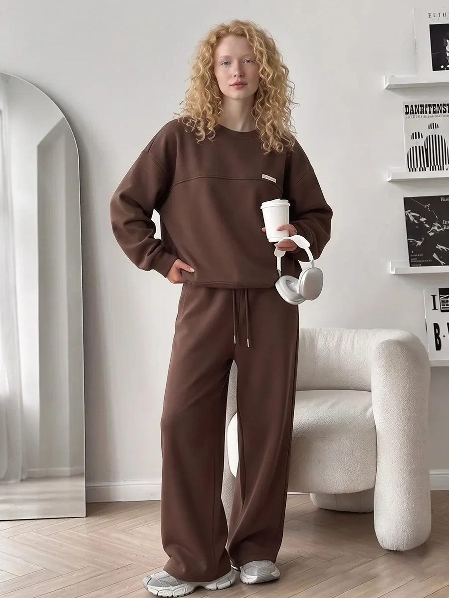 Autumn Tracksuit Women Two Piece Set Pants Outfits Blue Sweatsuits Woman Cotton Jogger Sets For Women Yellow Sweatpants Suit
