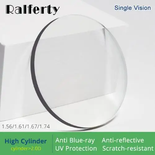 Ralferty 1.56 1.61 1.67 1.74 Optical Lenses Anti Blue Light Prescription Glasses Lens Eyes Clear Myopia Diopter Thin HMC Lentes
