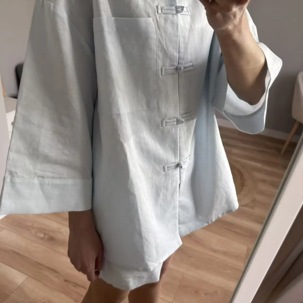 Summer Women Fashion Asian Button Chinese style Shirt Short sets
