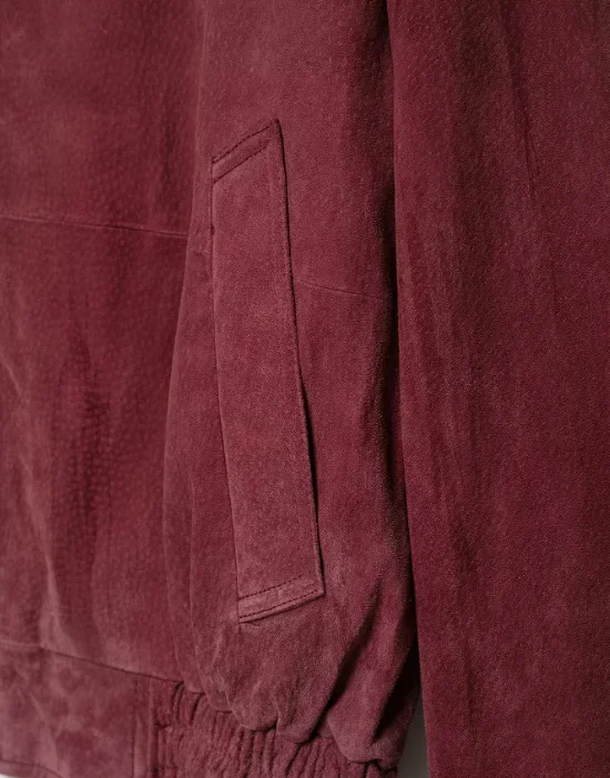 Fashion Dusty Pink Long Sleeve Faux Suede Jackets Women Oversized Stand Collar Zip Up Casual Coat 2026 Autumn New Commute Outfit