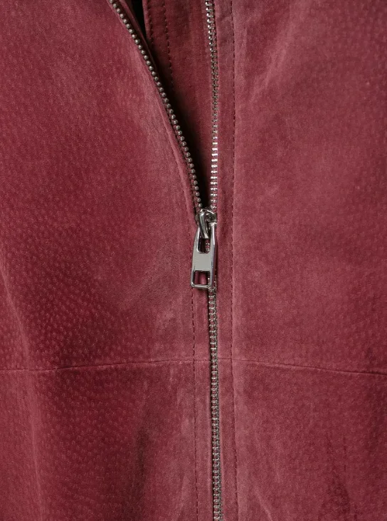 Fashion Dusty Pink Long Sleeve Faux Suede Jackets Women Oversized Stand Collar Zip Up Casual Coat 2026 Autumn New Commute Outfit