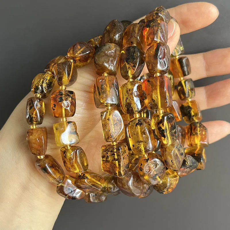 Plant Amber Bracelet Wholesale Original Unique Designer Diy Beads Good Fragrance Mineral Natural Stone Healing Jewelry Supplier