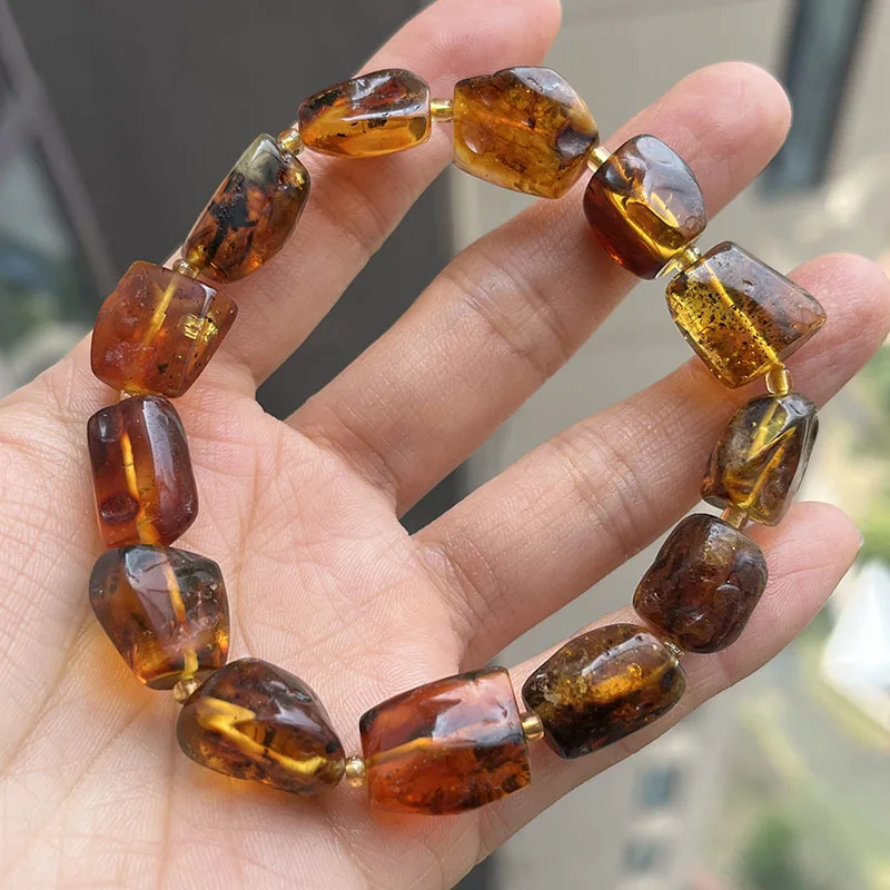 Plant Amber Bracelet Wholesale Original Unique Designer Diy Beads Good Fragrance Mineral Natural Stone Healing Jewelry Supplier