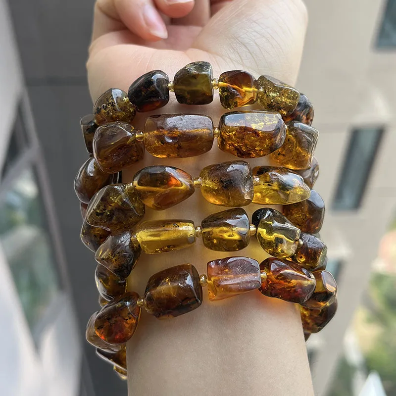 Plant Amber Bracelet Wholesale Original Unique Designer Diy Beads Good Fragrance Mineral Natural Stone Healing Jewelry Supplier