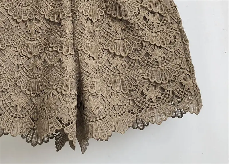 Lace Shorts Women Spring Autumn High Waist Shorts Elastic Wide Leg Short Shorts Black / White Ladies Sexy Short Feminino Q2248