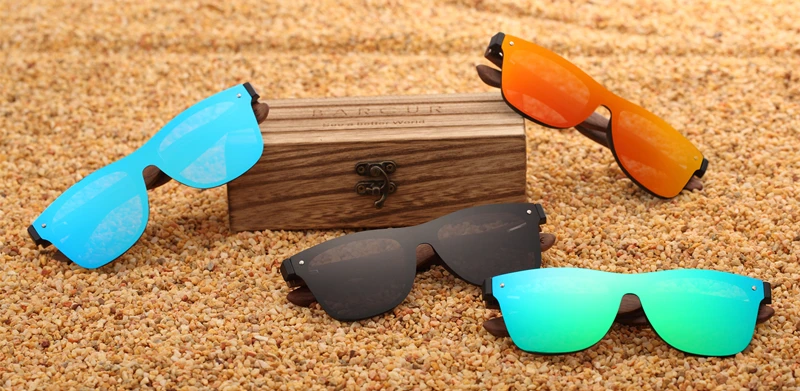 BARCUR Wood Glasses Bamboo Sunglasses Eyewear Accessories Female/Male Sunglasses Rimless for Men Glasses