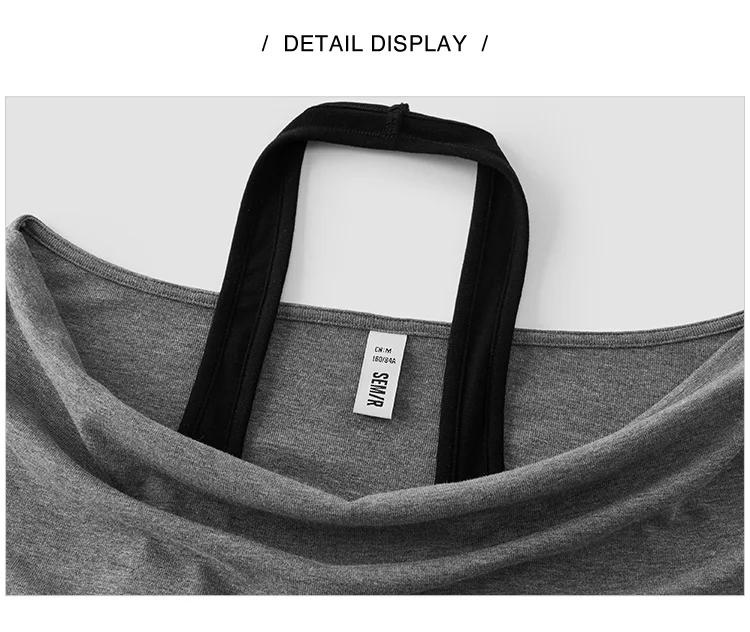 Semir Women Tshirt Short Length Halter Neck Draped Collar Fake Two Piece Slim Fit Stylish 2026 Summer Fashion Casual Top