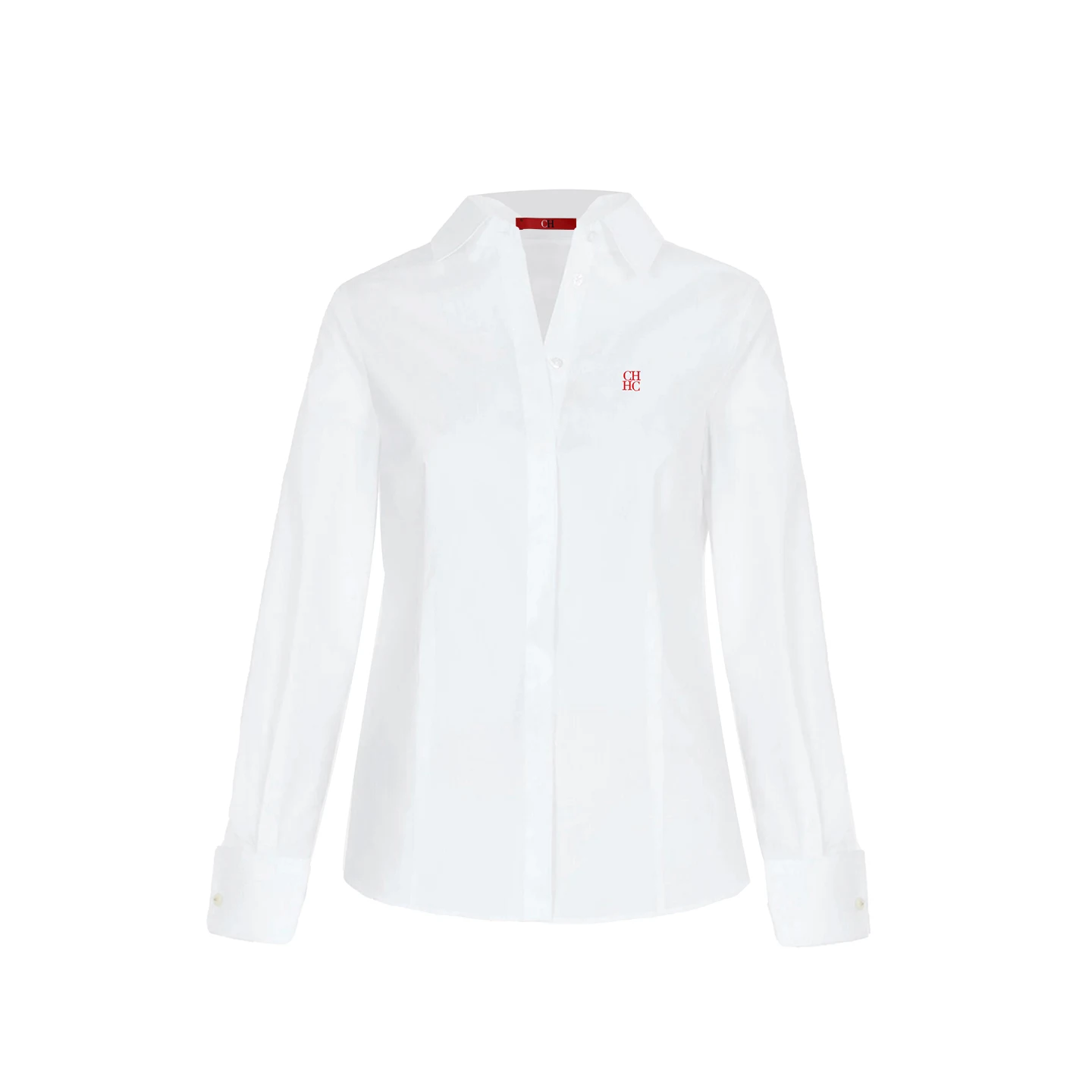 CH Women's Clothing -Women's White Button Down Shirt CHHC Logo Embroidered Long Sleeve Casual Formal Office Blouse Top