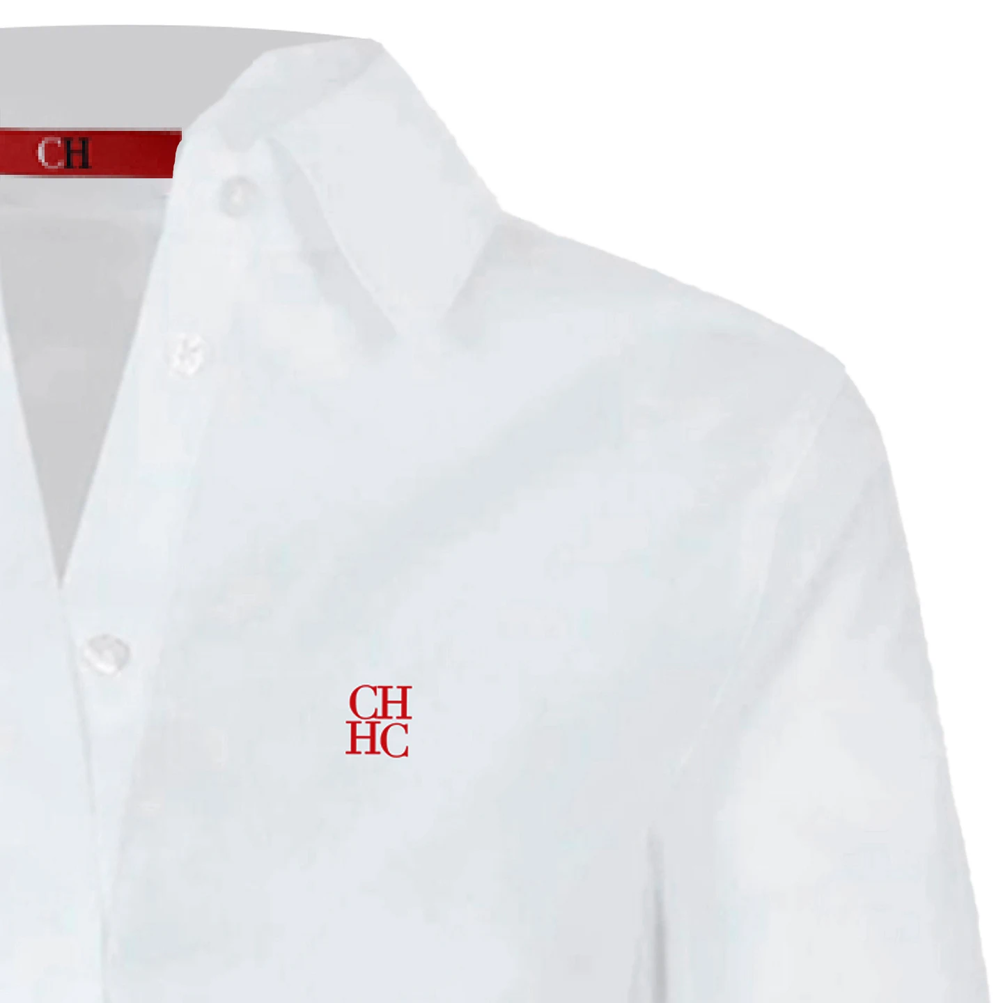 CH Women's Clothing -Women's White Button Down Shirt CHHC Logo Embroidered Long Sleeve Casual Formal Office Blouse Top